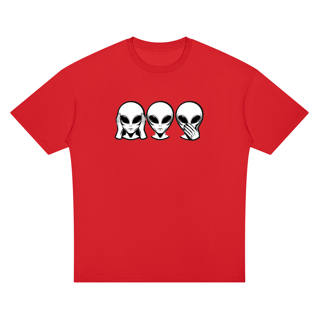 Alien No Evil Unisex Oversized Drop Shoulder T-Shirt