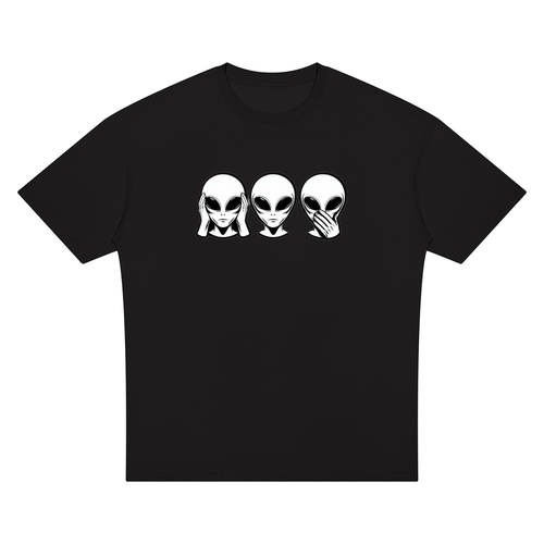 Alien No Evil Unisex Oversized Drop Shoulder T-Shirt