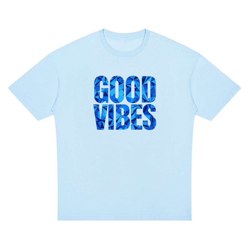 Good Vibes Blue Unisex Oversized Drop Shoulder T-Shirt