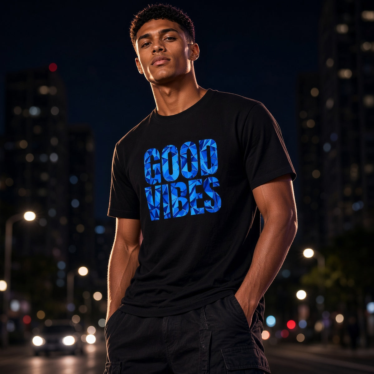 Good Vibes Blue Unisex Oversized Drop Shoulder T-Shirt