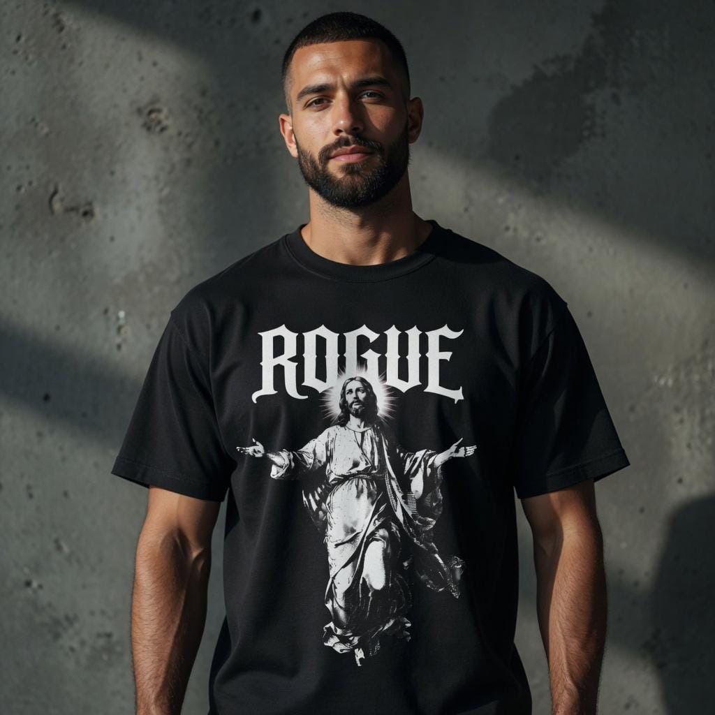 Rogue Messiah T-Shirt | Bold Typographic Graphic