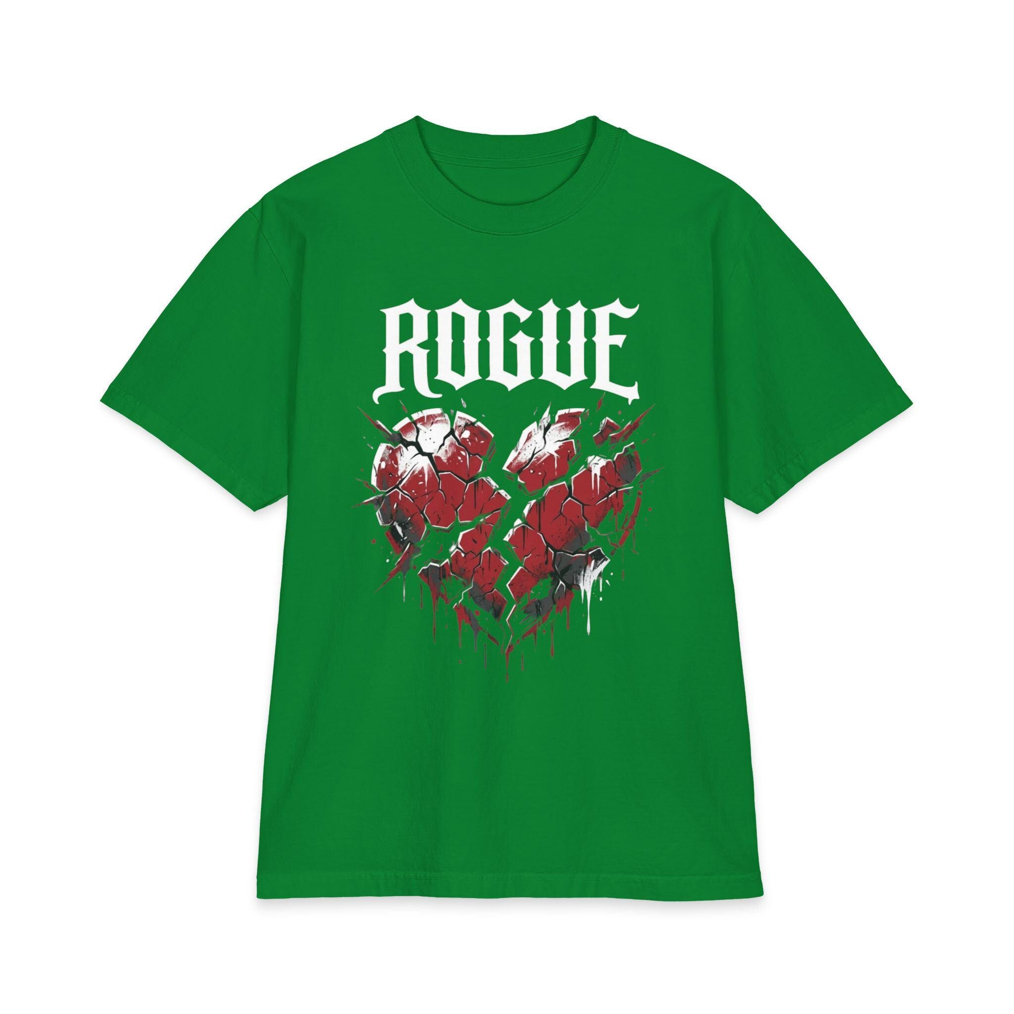 Heavyweight Graphic T Shirt, Gothic Cracked Heart Tee, ROGUE Streetwear Shirt, 100% USA Cotton, Alternative Fashion