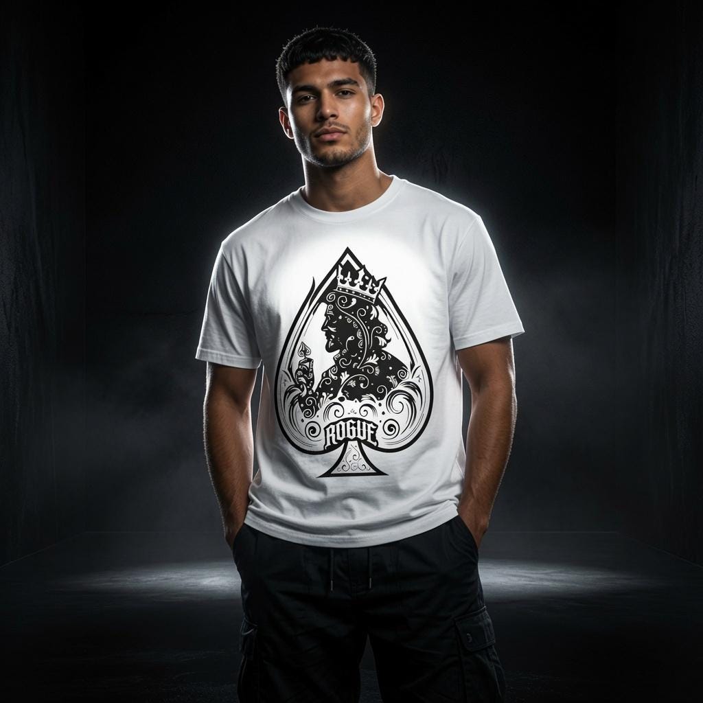 King of Spades Graphic Tee, Heavyweight Oversized T Shirt, Tattoo Style Streetwear, Premium Cotton Playing Card Shirt