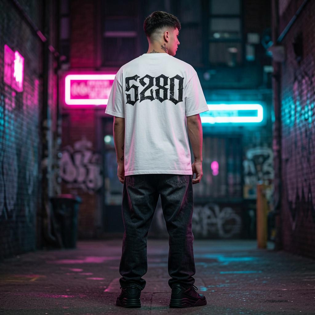 5280 Graphic Tee, Heavyweight Oversized T Shirt, Front and Back Print Streetwear, Premium Cotton Urban Fashion Shirt