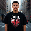 Heavyweight Graphic T Shirt, Gothic Cracked Heart Tee, ROGUE Streetwear Shirt, 100% USA Cotton, Alternative Fashion