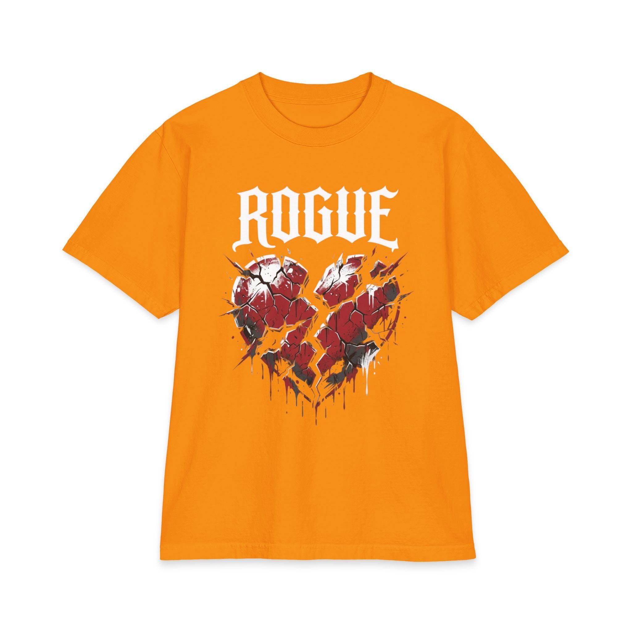 Heavyweight Graphic T Shirt, Gothic Cracked Heart Tee, ROGUE Streetwear Shirt, 100% USA Cotton, Alternative Fashion