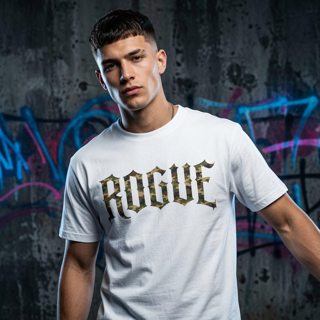 Camo Graphic T Shirt, Military Inspired Streetwear Tee, Gothic Typography Shirt, Heavyweight Cotton Unisex Apparel, Urban Fashion
