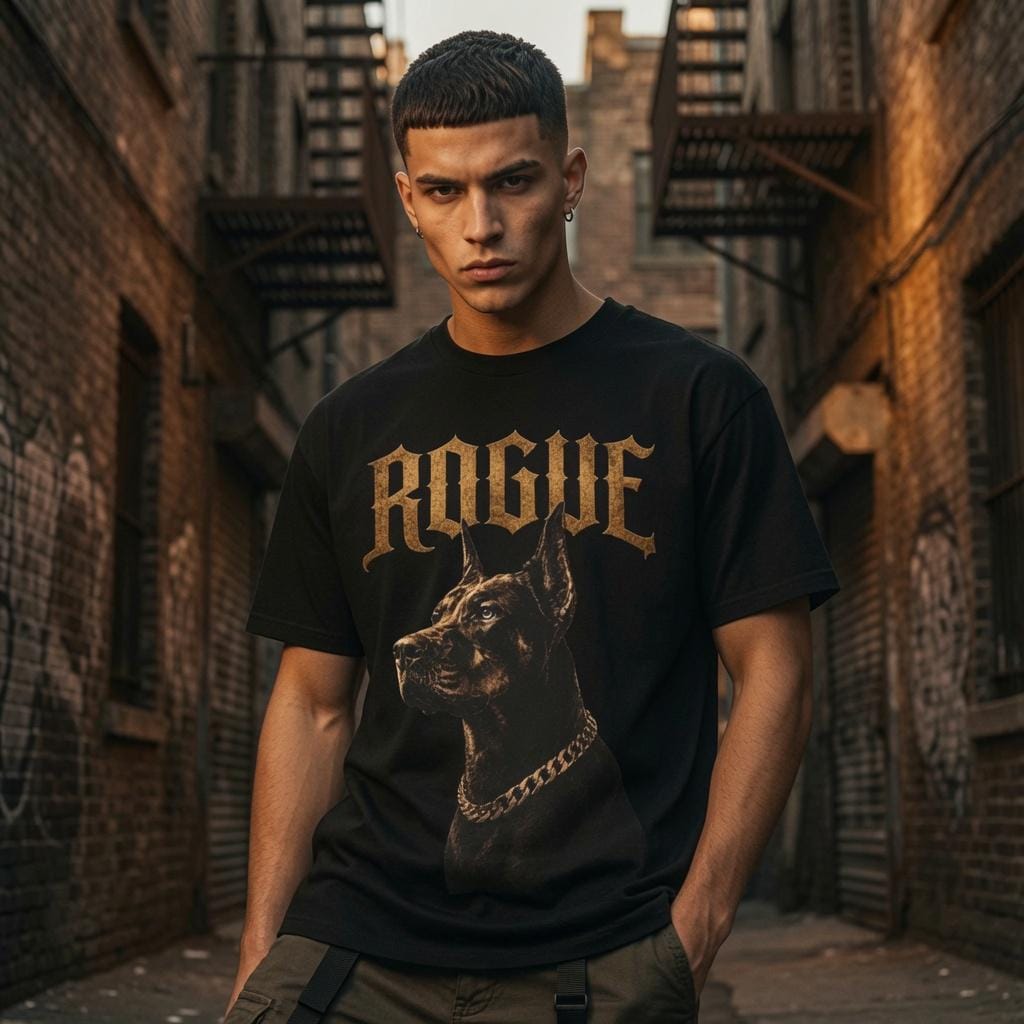 Doberman Shirt, Gothic Dog Graphic Tee, Heavyweight Streetwear Shirt, Dark Aesthetic Apparel, Premium Cotton Unisex Gift