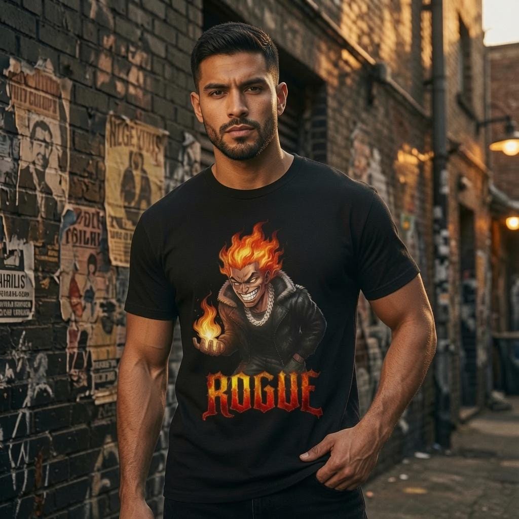 Fire Demon Shirt, Original Fuego Character Graphic Tee, Heavyweight Anime Inspired Streetwear Shirt